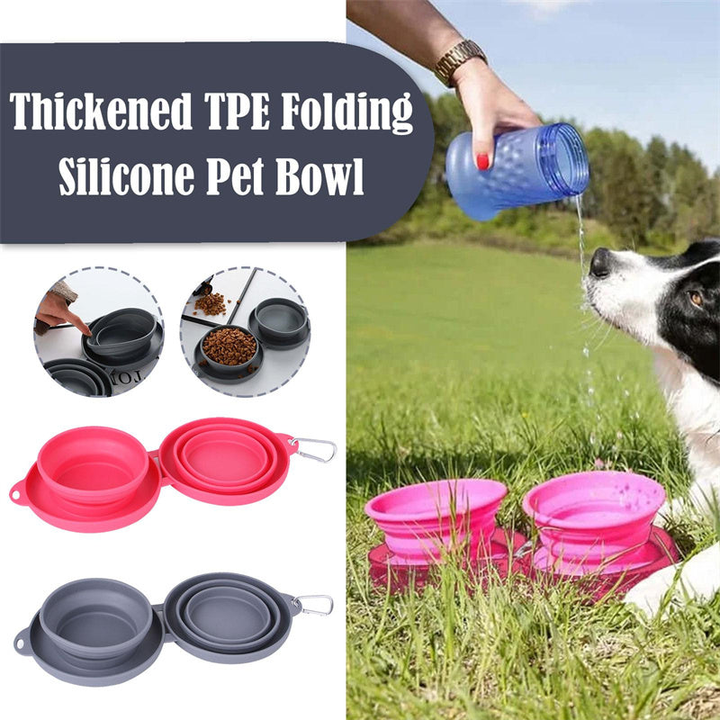 Collapsible Double Pet Bowl with Non-Slip Silicone Mat — Travel-Ready for Dogs & Cats