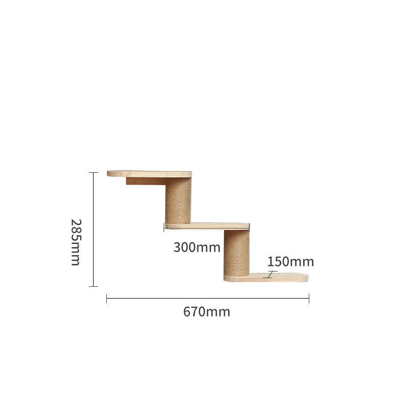 Modular Wall-Mounted Cat Climbing Frame — Solid Wood Platforms, Steps & Perches