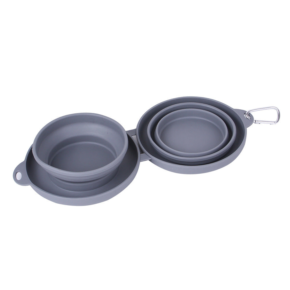 Collapsible Double Pet Bowl with Non-Slip Silicone Mat — Travel-Ready for Dogs & Cats