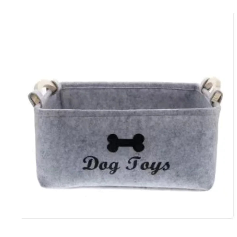 Felt Pet Toy Storage Basket — Stylish Organizer for Pet Toys, Treats & Accessories