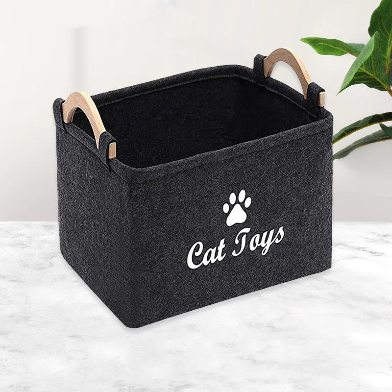 Felt Pet Toy Storage Basket — Stylish Organizer for Pet Toys, Treats & Accessories