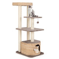 4-Layer Cat Tower with Condo, Sisal Scratching Posts & Washable Cushions — Coffee & Natural