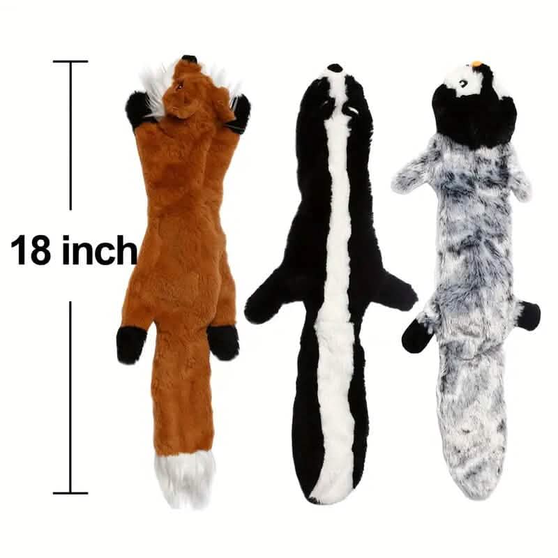 5-Piece Stuffing-Free Squeaky Plush Dog Toy Set — Squirrel, Raccoon, Fox, Skunk & Penguin