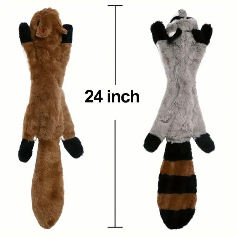 5-Piece Stuffing-Free Squeaky Plush Dog Toy Set — Squirrel, Raccoon, Fox, Skunk & Penguin
