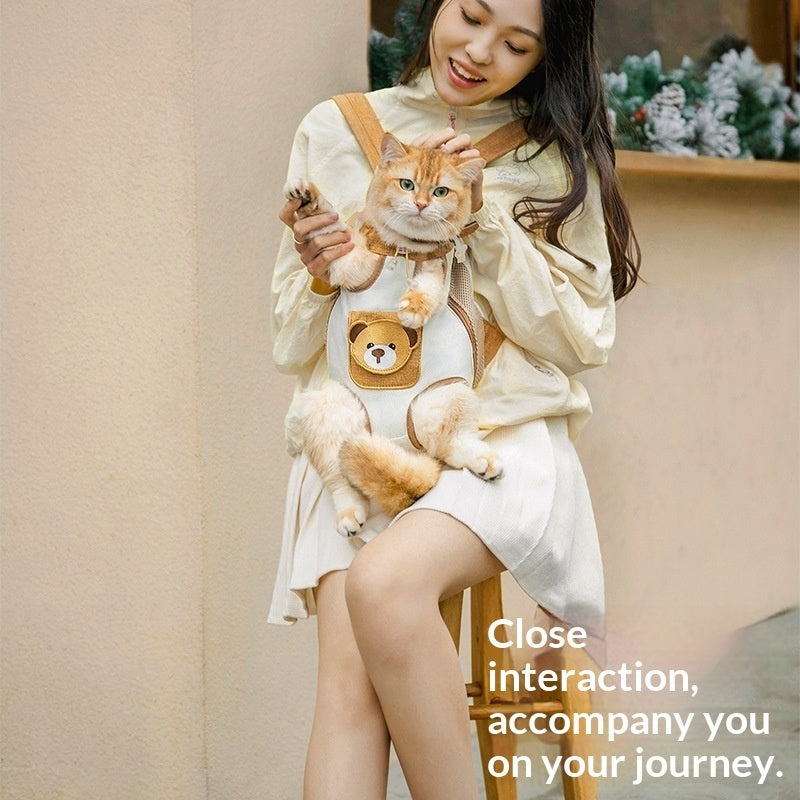 Double-Shoulder Dog Carrier Backpack with Chest Strap — Outdoor Pet Bag