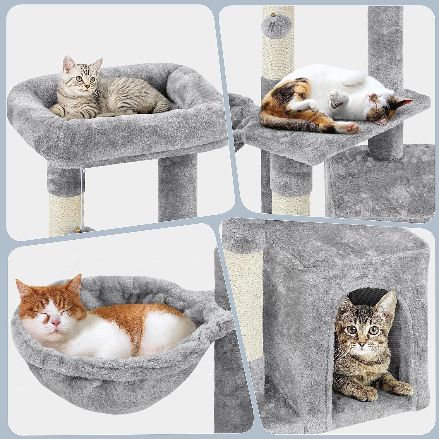 Cat Tower with Plush Condo, Basket & Nest — 34.5" Multi-Level Cat Tree