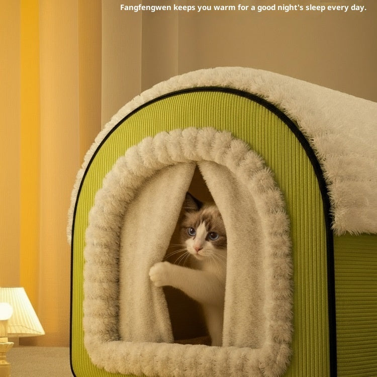 Enclosed Pet Bed — Four-Season Cozy Cave for Cats & Small Dogs