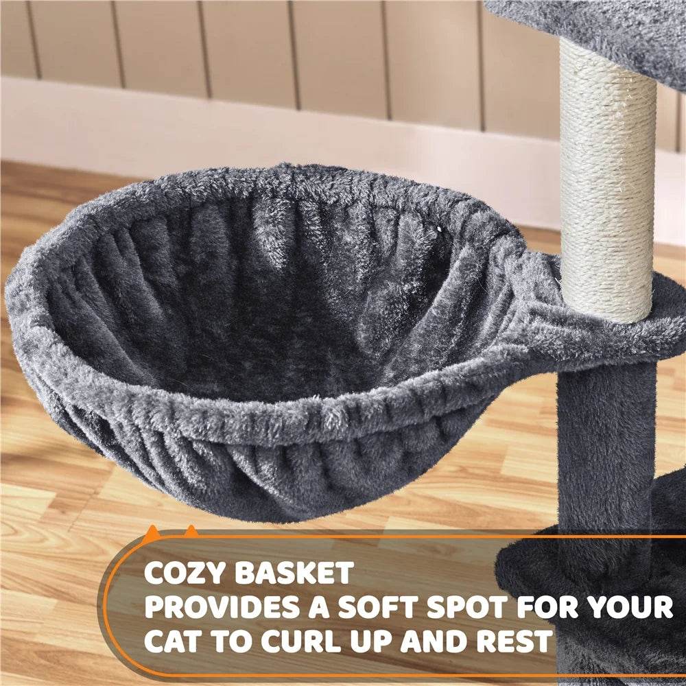 Renwick 69" Large Cat Tree Tower with Condos & Scratching Board — Dark Gray