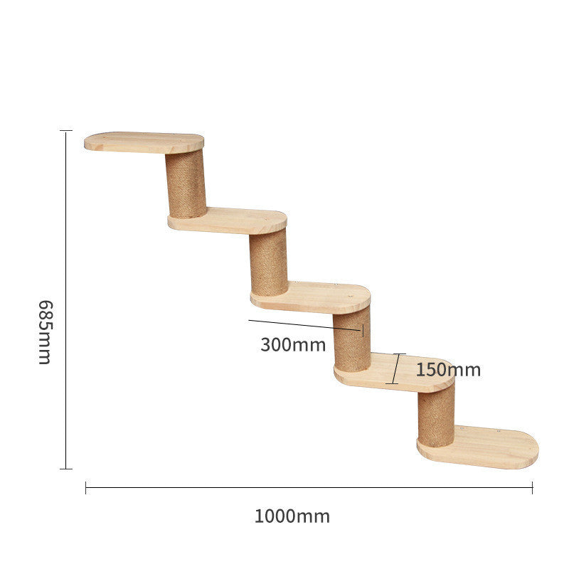 Modular Wall-Mounted Cat Climbing Frame — Solid Wood Platforms, Steps & Perches