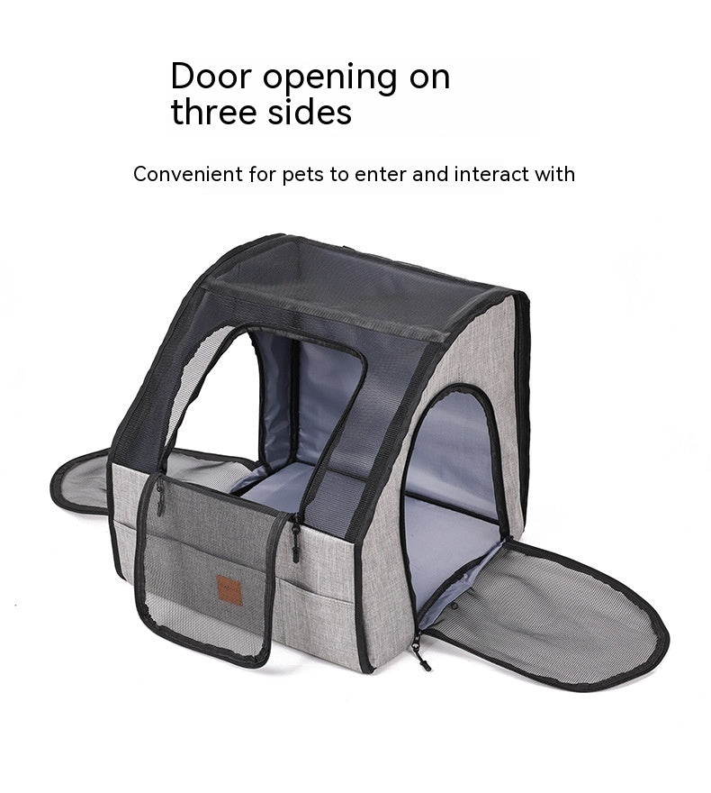 Portable Dog Travel Crate & Nest — Foldable Polyester Carrier for Car & On-the-Go