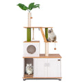 Hidden Cat Litter Box Enclosure & Cat Tower — 69" All-in-One Indoor Cat Furniture