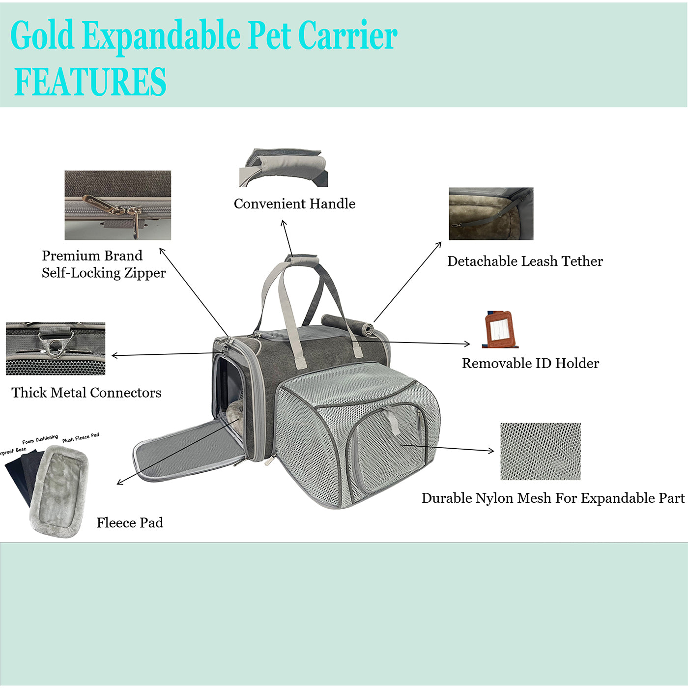 Gold Series Standard Size Airline Compliant Expandable Pet Carrier V3.0