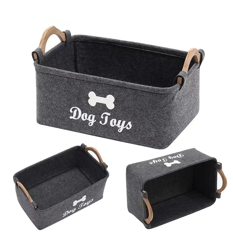 Felt Pet Toy Storage Basket — Stylish Organizer for Pet Toys, Treats & Accessories