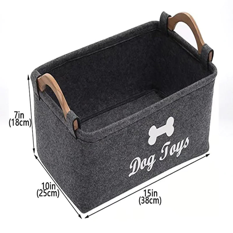 Felt Pet Toy Storage Basket — Stylish Organizer for Pet Toys, Treats & Accessories