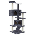 134cm Cat Tree with Cradles, Bed Cubes, Ladder & Sisal Scratching Posts — Dark Grey