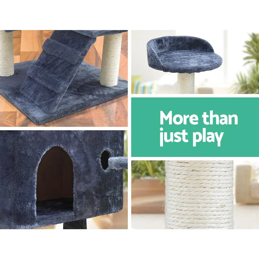 134cm Cat Tree with Cradles, Bed Cubes, Ladder & Sisal Scratching Posts — Dark Grey
