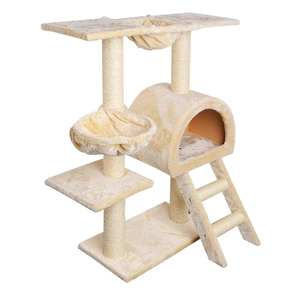 100cm Cat Tree with Condo, Hammock, Cradles & Sisal Scratching Posts — Beige
