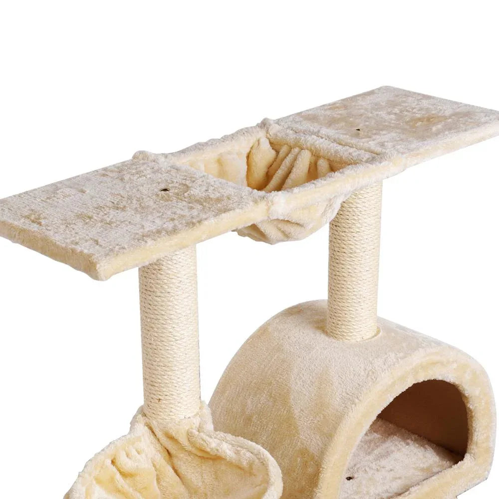 100cm Cat Tree with Condo, Hammock, Cradles & Sisal Scratching Posts — Beige