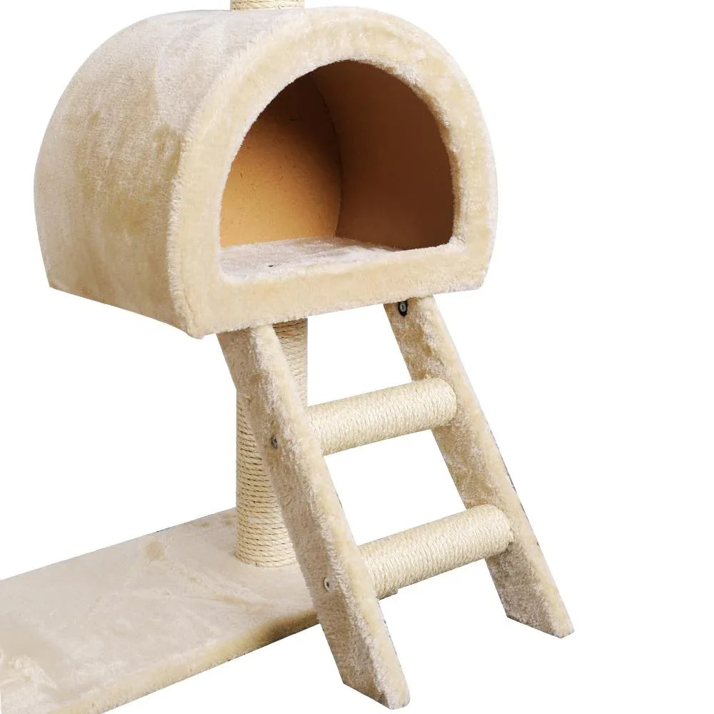 100cm Cat Tree with Condo, Hammock, Cradles & Sisal Scratching Posts — Beige