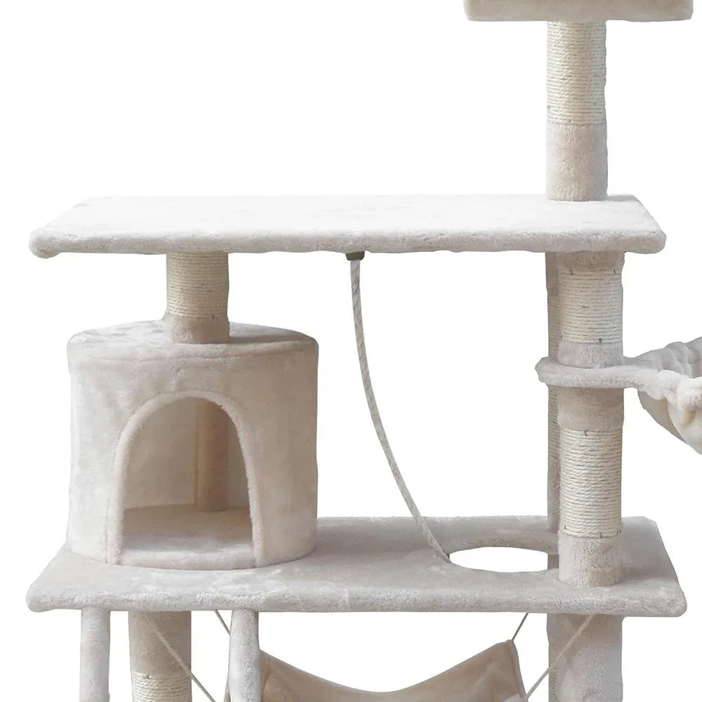 141cm Cat Tree with Hammock, Swing, Cradles & Sisal Scratching Posts — Beige