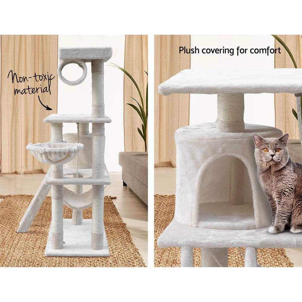 141cm Cat Tree with Hammock, Swing, Cradles & Sisal Scratching Posts — Beige