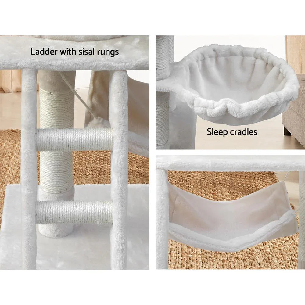 141cm Cat Tree with Hammock, Swing, Cradles & Sisal Scratching Posts — Beige
