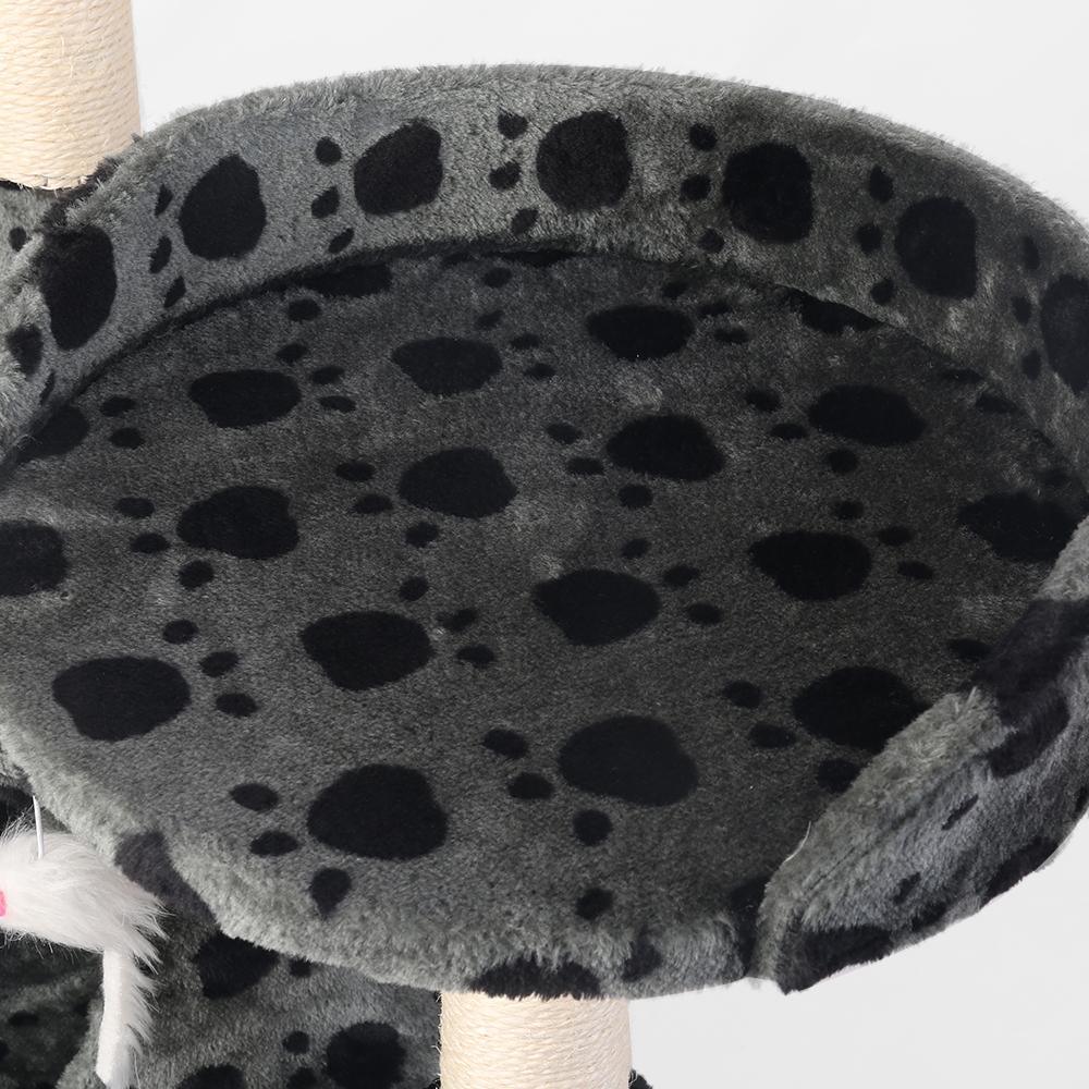 120cm Cat Tree with Platforms, Bed Cube, Sisal Ramp & Hanging Toys — Dark Grey