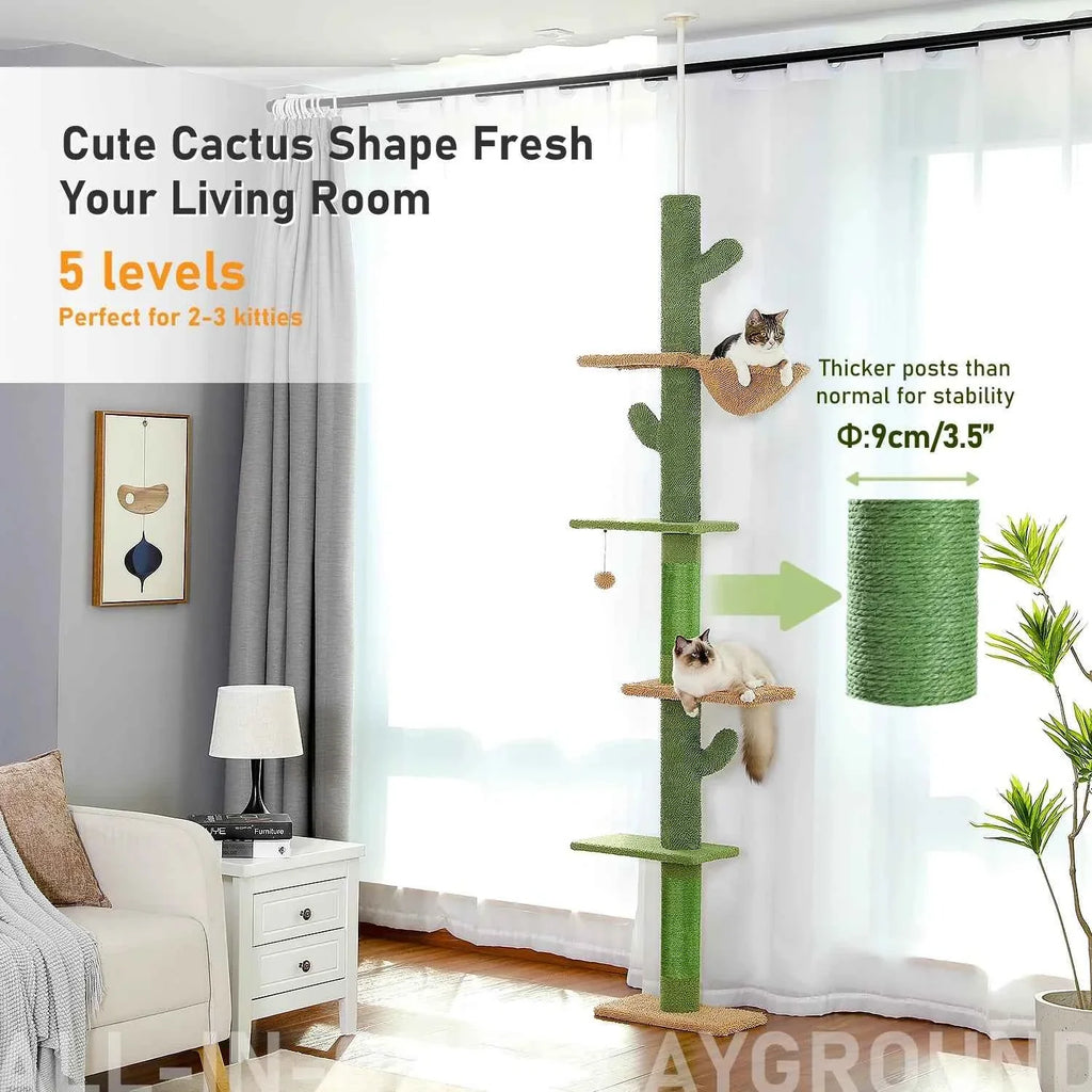5 Tier Cat Tree Tower with Scratching Posts & Hammock