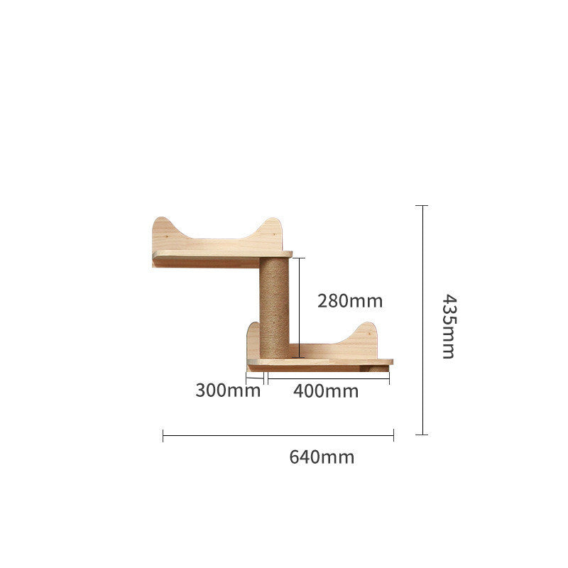 Modular Wall-Mounted Cat Climbing Frame — Solid Wood Platforms, Steps & Perches