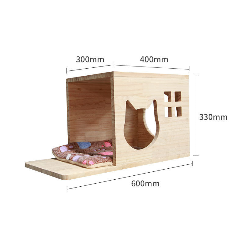 Modular Wall-Mounted Cat Climbing Frame — Solid Wood Platforms, Steps & Perches