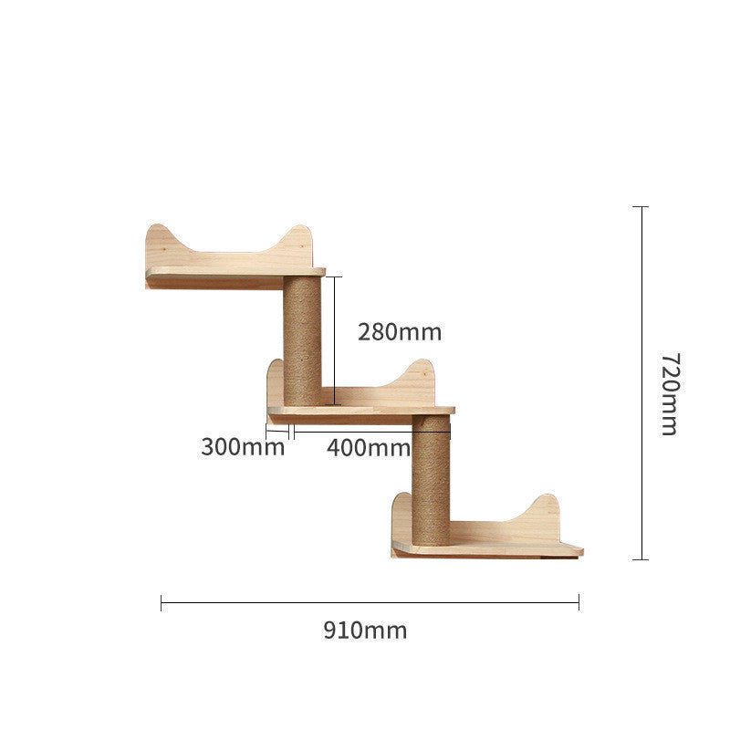 Modular Wall-Mounted Cat Climbing Frame — Solid Wood Platforms, Steps & Perches