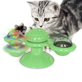Interactive Cat Toy with Catnip Balls, Spinning Windmill & Suction Base — Green, Yellow or Blue