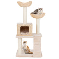 48" Cattail Cat Tower with Condo, Side Bed & Sisal Scratching Posts — Beige & Natural