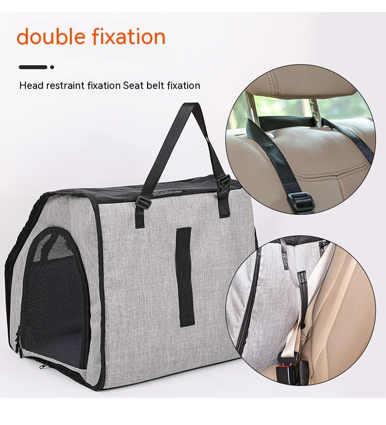 Portable Dog Travel Crate & Nest — Foldable Polyester Carrier for Car & On-the-Go