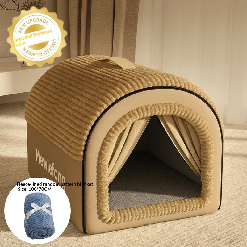Enclosed Pet Bed — Four-Season Cozy Cave for Cats & Small Dogs