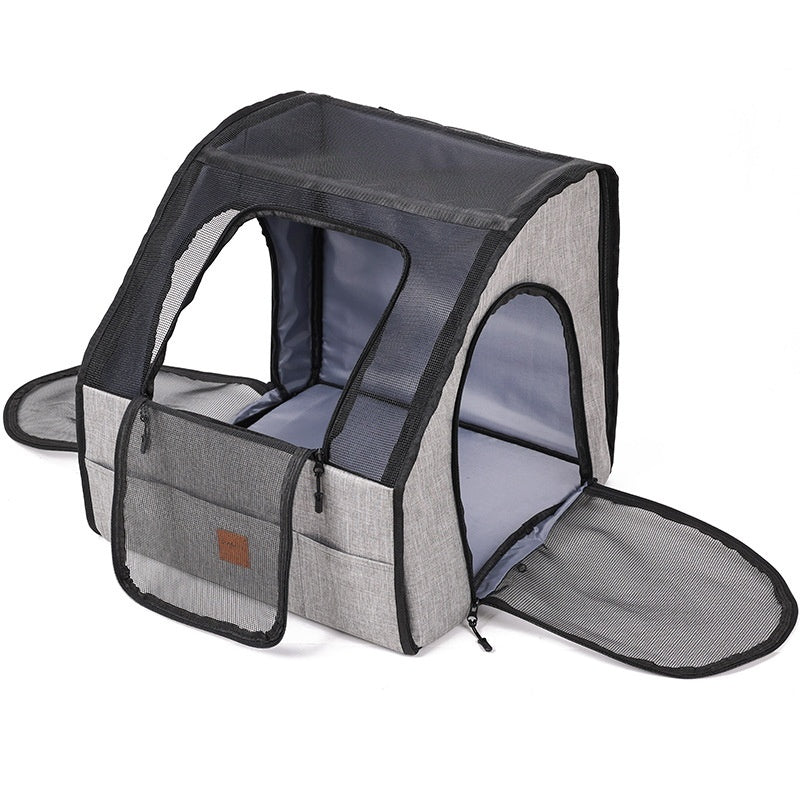 Portable Dog Travel Crate & Nest — Foldable Polyester Carrier for Car & On-the-Go