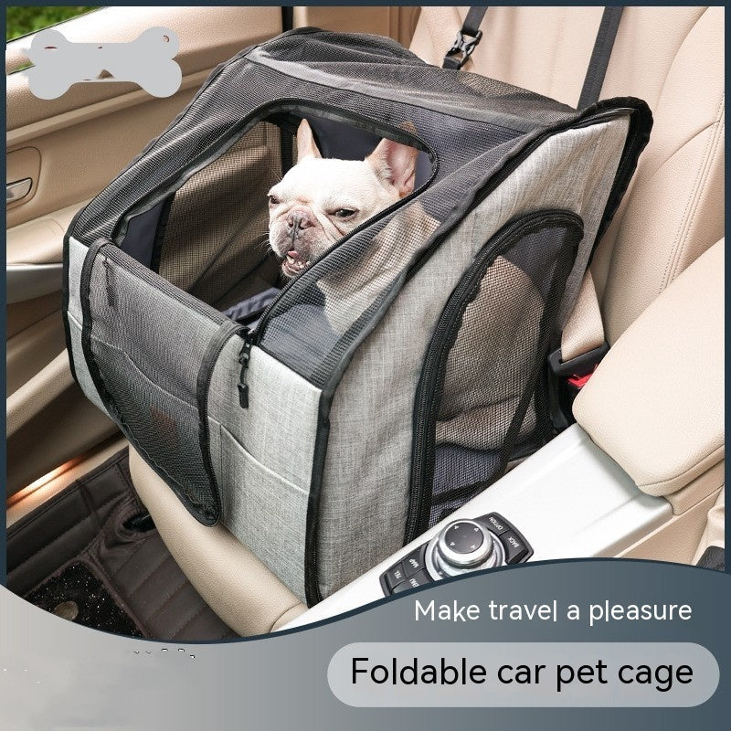 Portable Dog Travel Crate & Nest — Foldable Polyester Carrier for Car & On-the-Go