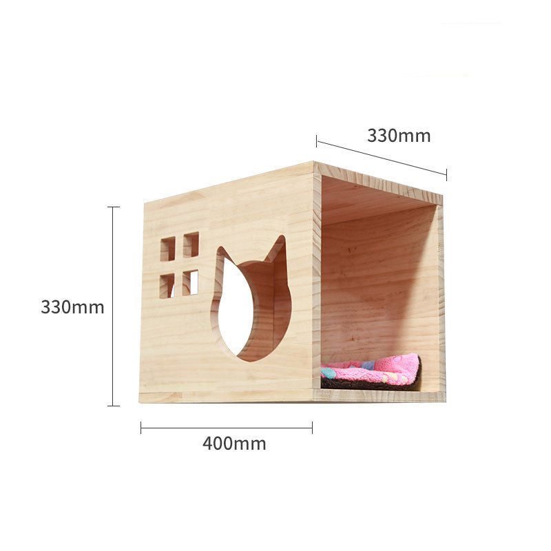 Modular Wall-Mounted Cat Climbing Frame — Solid Wood Platforms, Steps & Perches