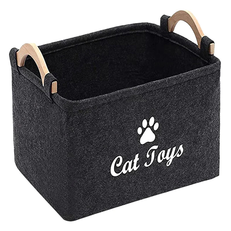 Felt Pet Toy Storage Basket — Stylish Organizer for Pet Toys, Treats & Accessories