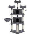Renwick 69" Large Cat Tree Tower with Condos & Scratching Board — Dark Gray