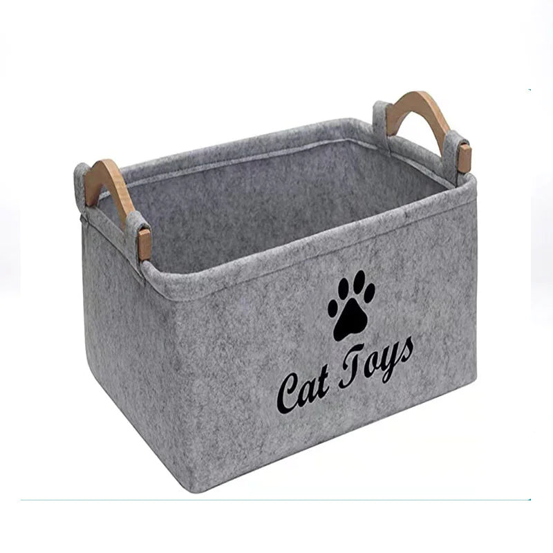 Felt Pet Toy Storage Basket — Stylish Organizer for Pet Toys, Treats & Accessories